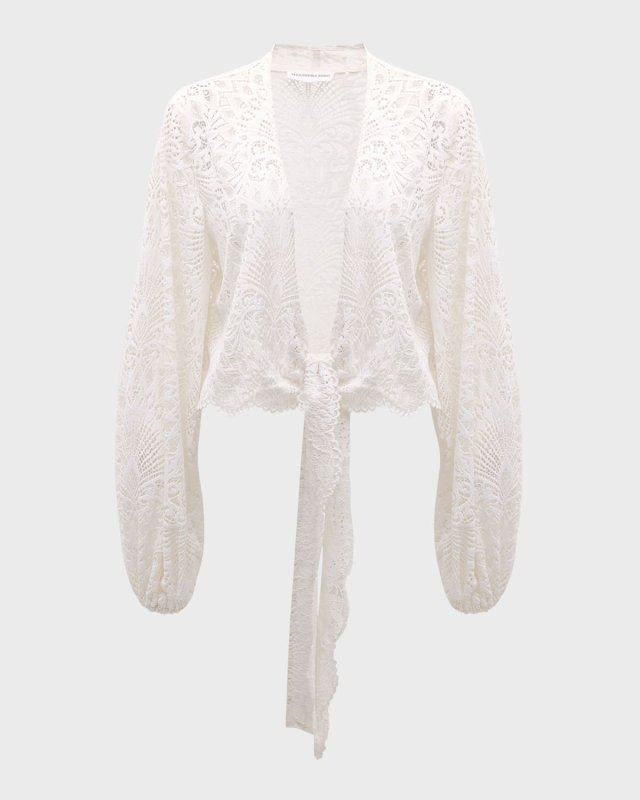 Tabitha Lace Tie-Front Crop Top